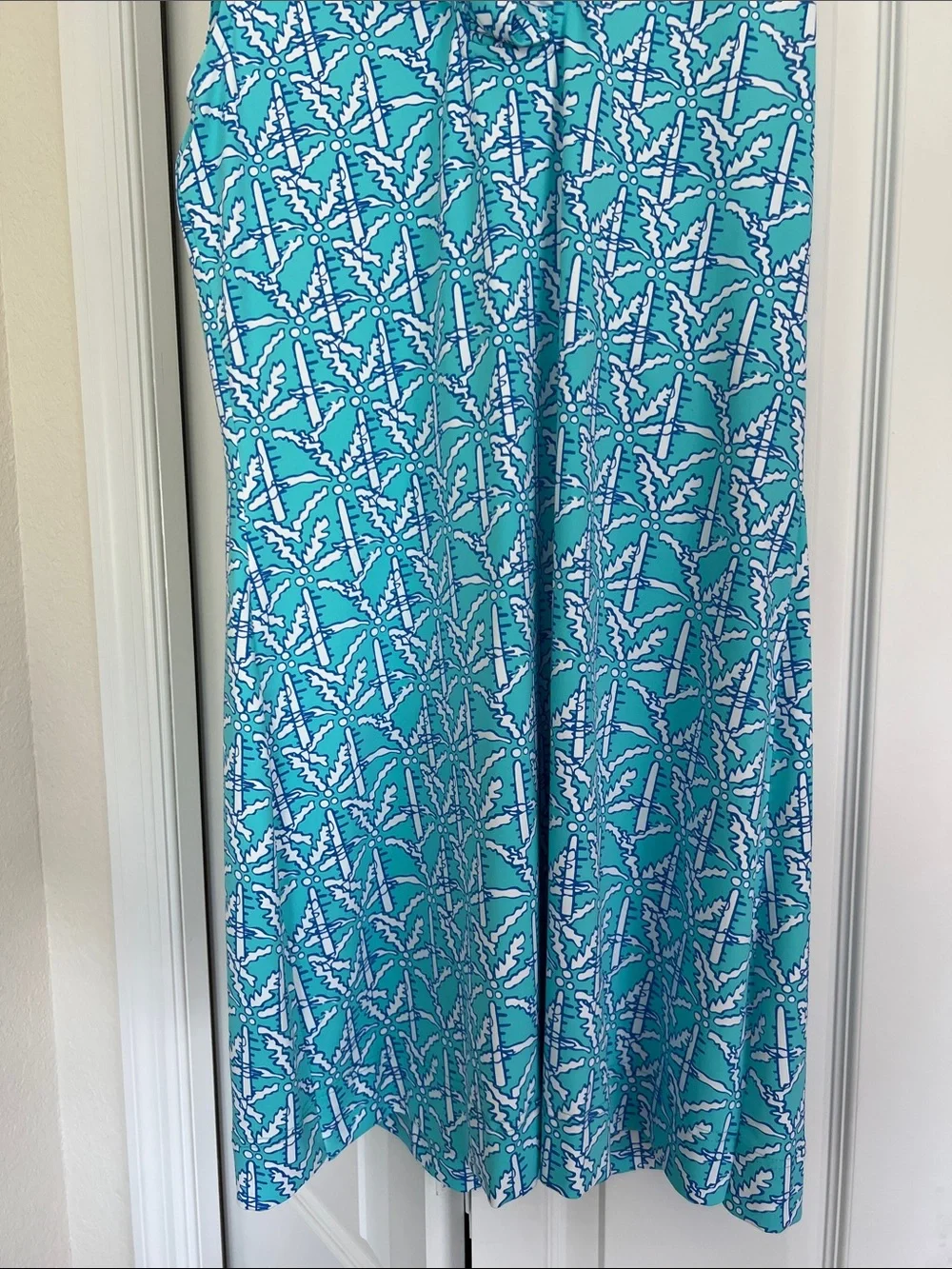 Lulu-B Turquoise, Cornflower Blue & White Patterned Midi Dress - Picture 4 of 7